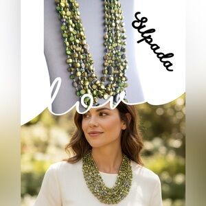 Silpada Retired N1814 8-Strand Green Mother of Pearl & Pyrite Statement Necklace